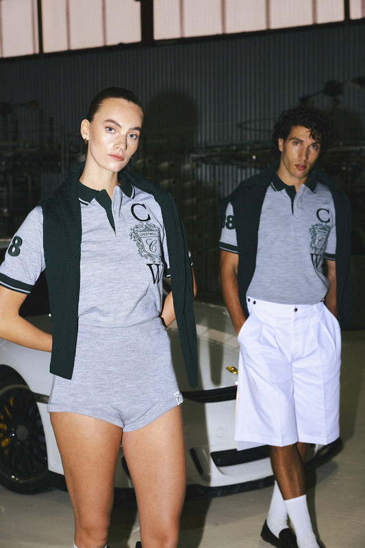 CLUBHOUSE POLO — GREY / GREEN