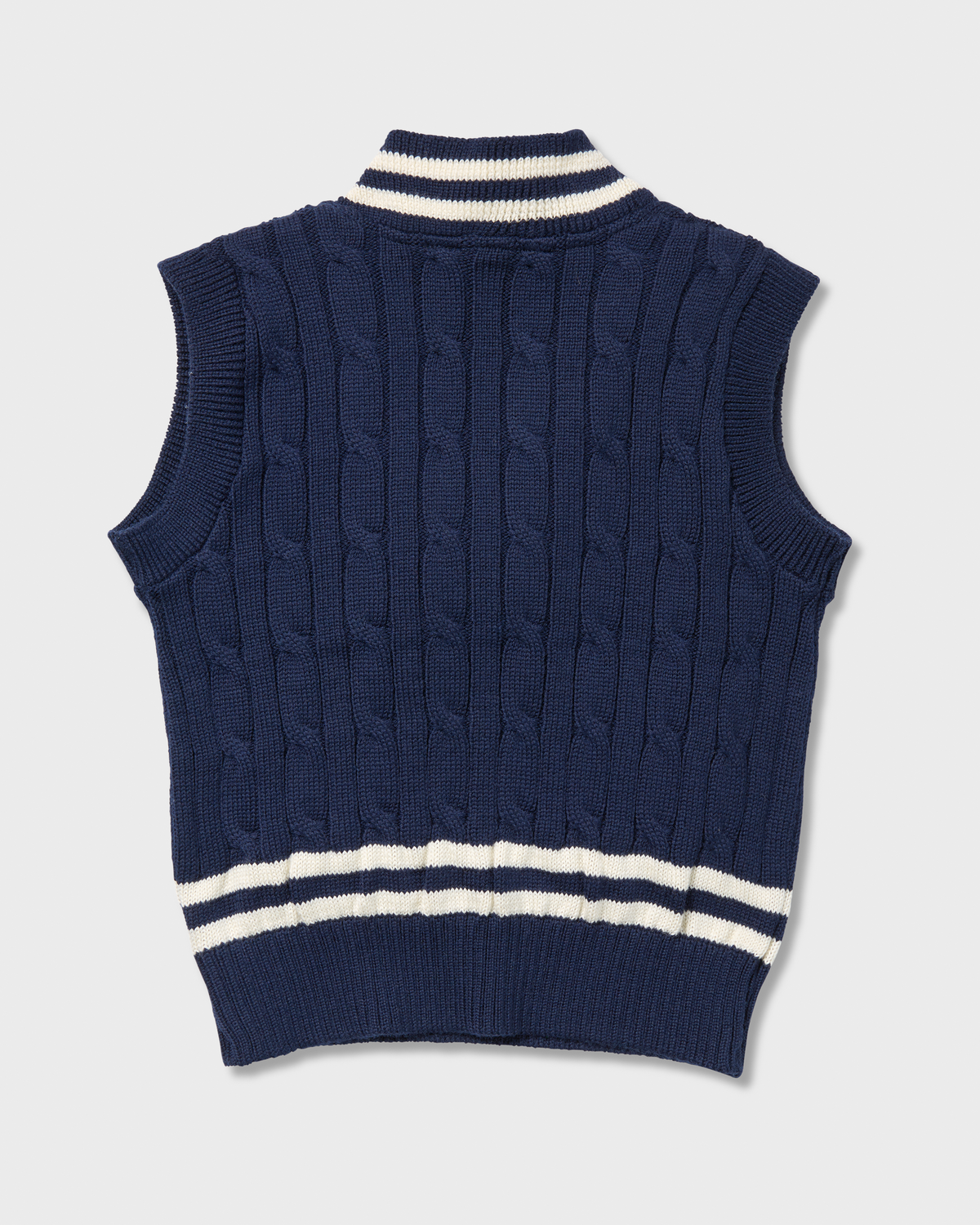 Sovereign Vest navy with cream stripes, back