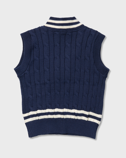 Sovereign Vest navy with cream stripes, back