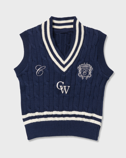 Sovereign Vest navy with cream stripes, front